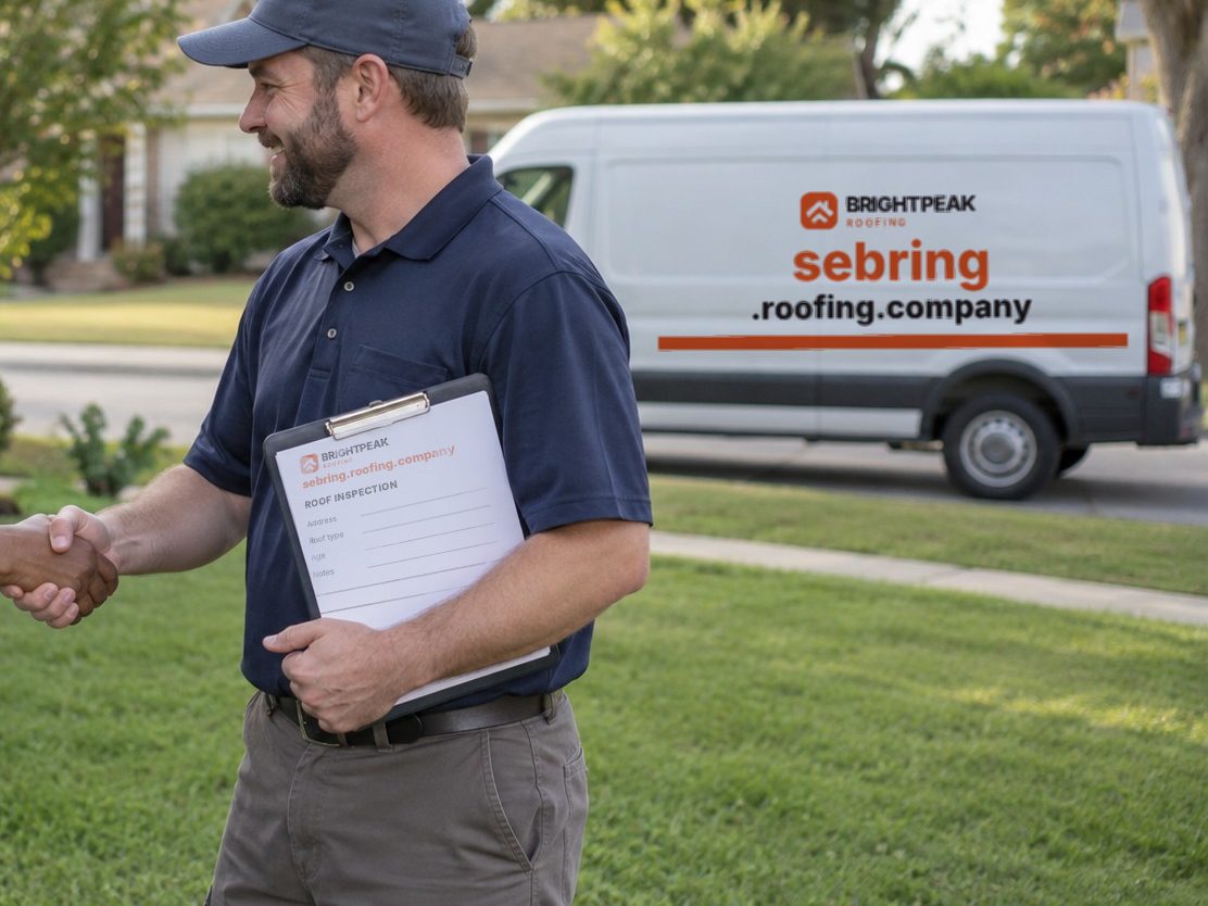 sebring.roofing.company on a roofing van and an inspection form